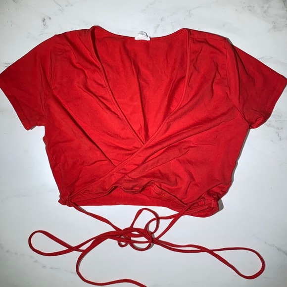 Tied V-Neck Crop Top - Picture 1 of 2